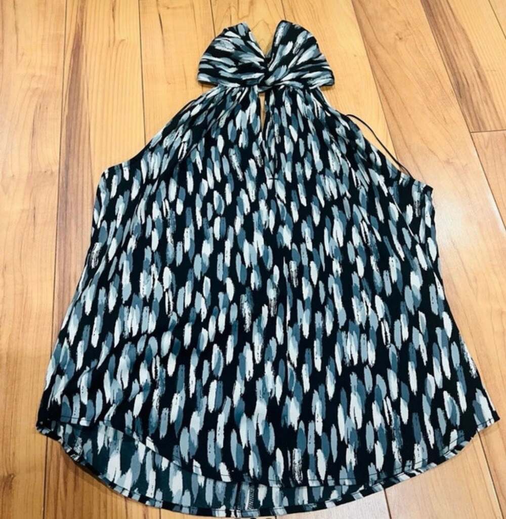 Banana Republic Twist Neck Halter Top Brushstroke Print XS
